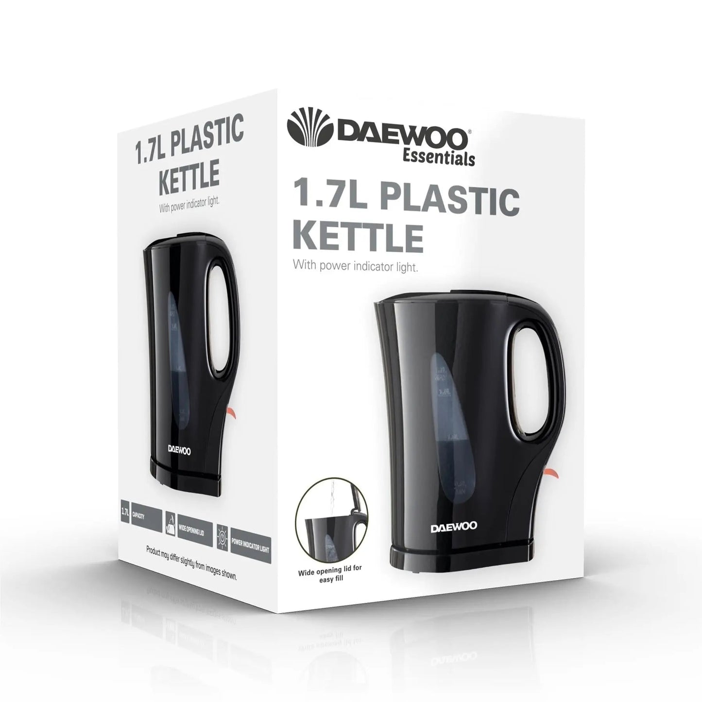 Black Plastic Kettle 1.7L - DAEWOO