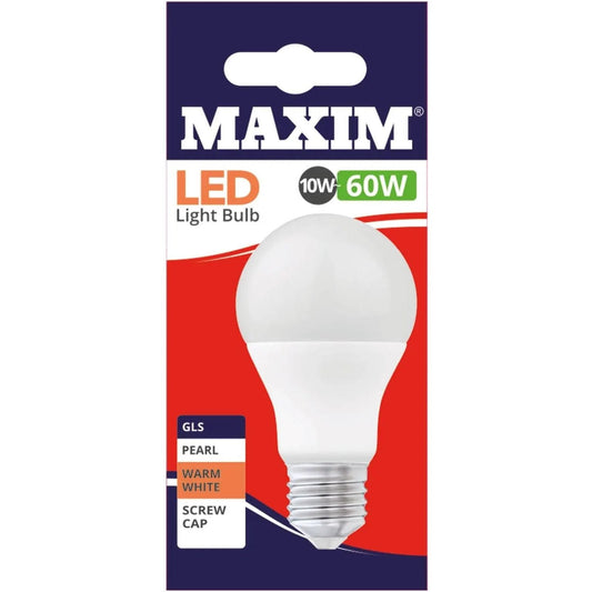 Maxim LED 60w (10w) GLS ES Warm White Bulb 10 Pack