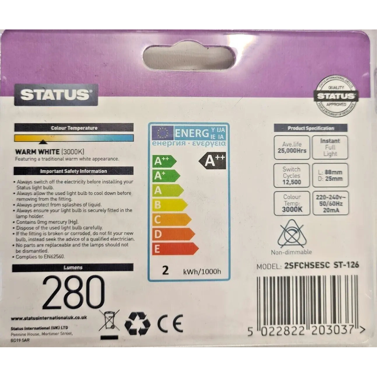 Status 30w Filament LED Cookerhood Clear SES Warm White - Box of 10