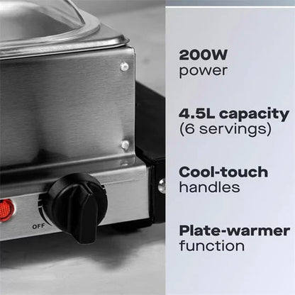 Daewoo Electric Buffet Server 200W 3 x 1.5L Food Warmer with Thermostatic Control & Plate Warmer
