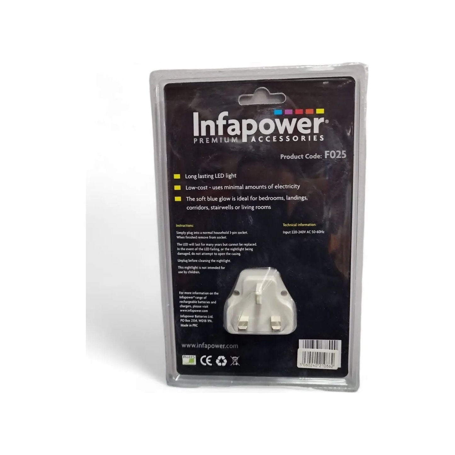 Clear LED Night Light with Blue Glow - Infapower - Box of 12