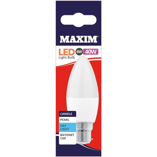Maxim LED 40w (6w) Candle BC Daylight 10 Pack