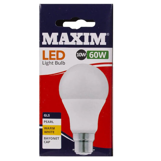 Maxim LED 60W (10w) GLS BC Warm White Bulb 10 Pack