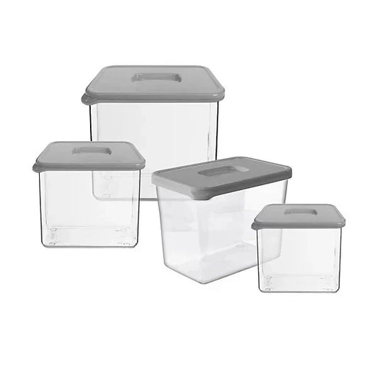 Clear Food Storage Containers Airtight Leakproof Space-Saving Kitchen Set of 4