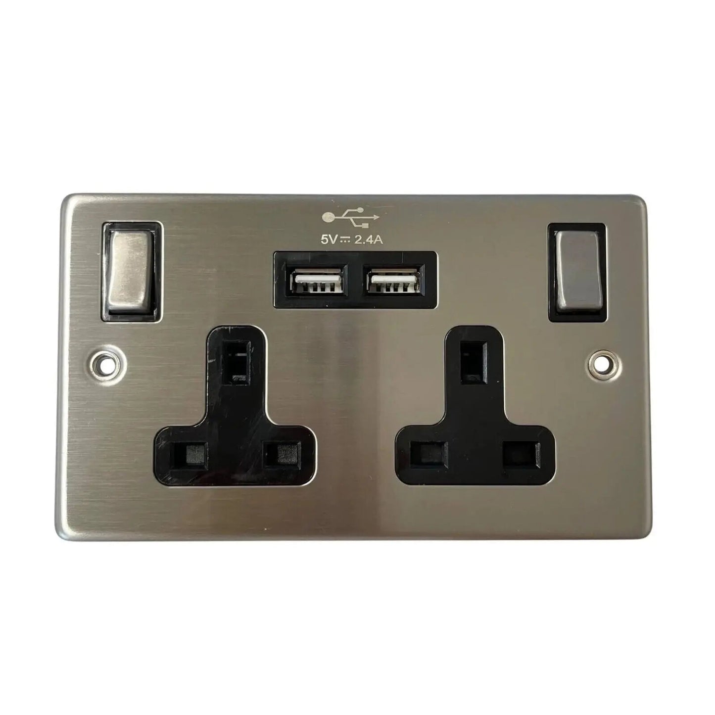 Stainless Steel Double Socket With USB