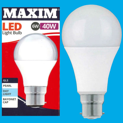 GLS Bayonet Cap Day Light 40w (6w) B22 Pearl LED Bulb