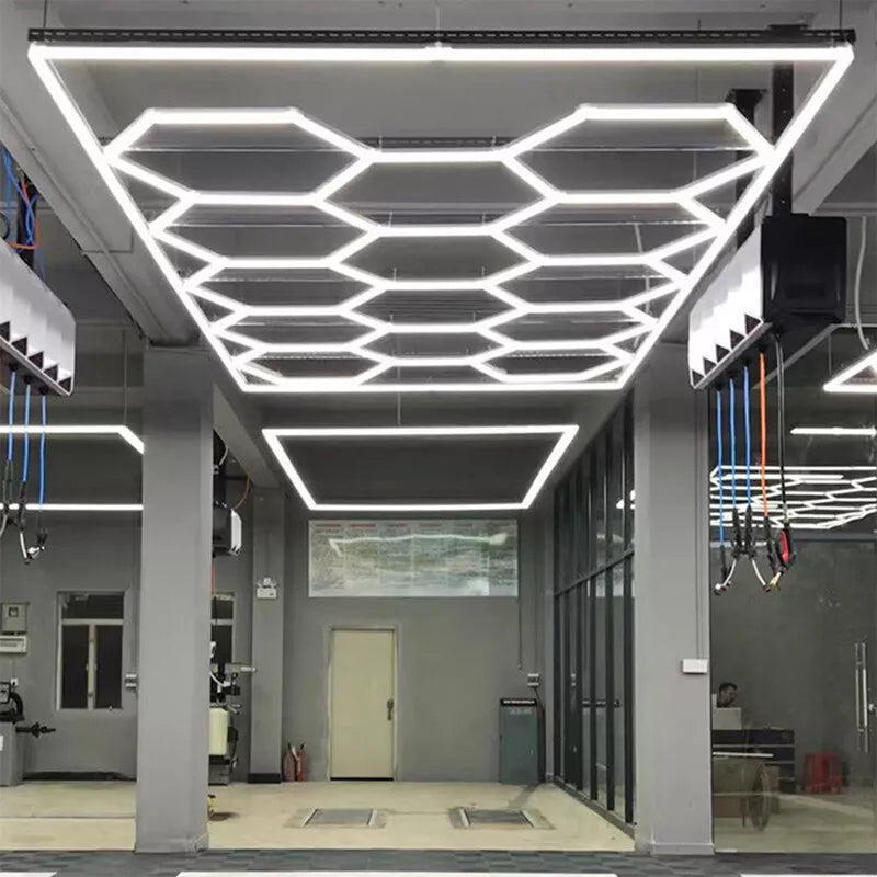 Hexagon LED Garage/Gym Lights 672W 2435mm x 4845mm 6000K