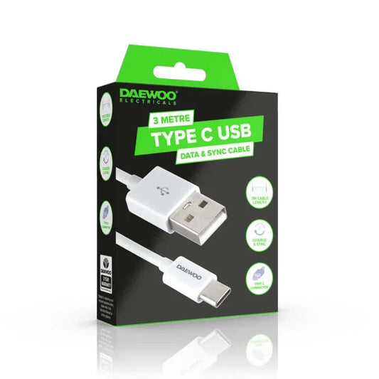 3 Metre Type C USB Daewoo - Box of 6