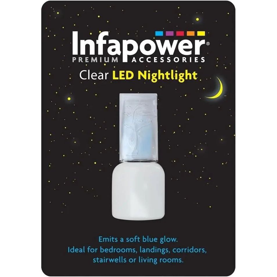 Clear LED Night Light with Blue Glow - Infapower - Box of 12