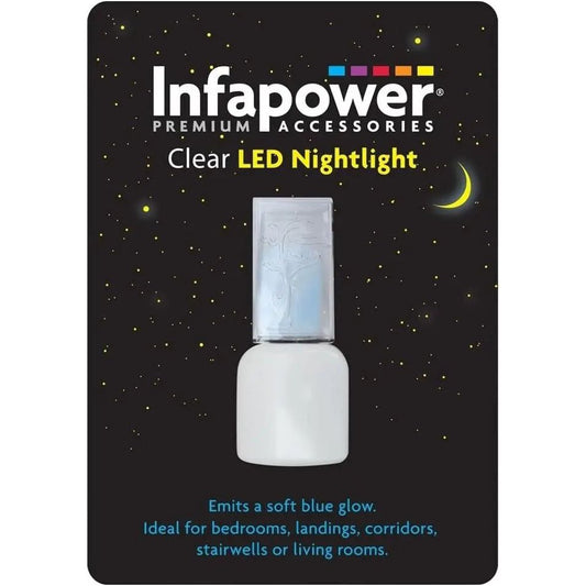 Clear LED Night Light with Blue Glow - Infapower - Box of 12