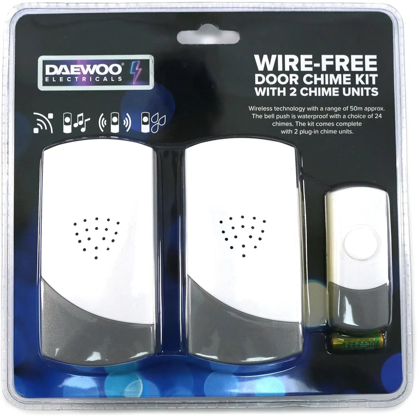 Wire-Free Door Chime Kit With 2 Chime Units - Box of 3