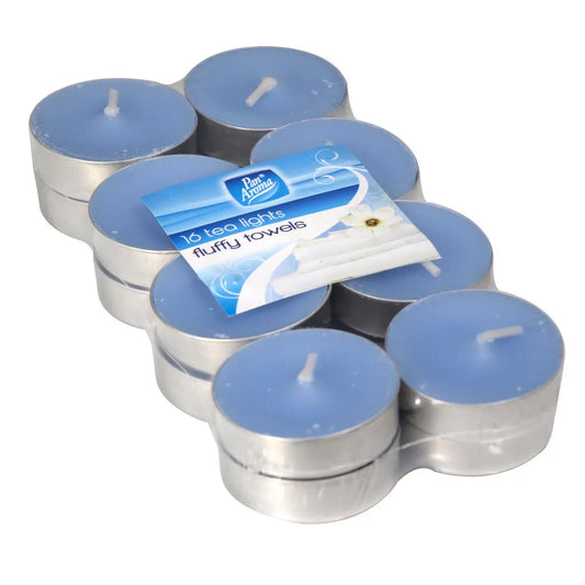 Tea Light Candles Fluffy Towels 16 Pack Pan Aroma - Box of 24
