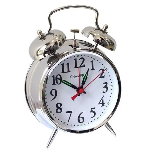 Champion Battery Operated Alarm Clock Silver